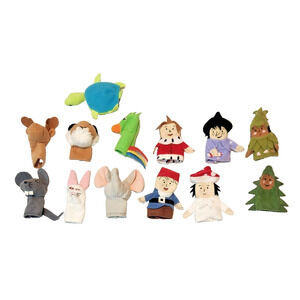 Lot of 13 Tiny Finger-Puppets Fairy Tale Characters Story Telling Animals People